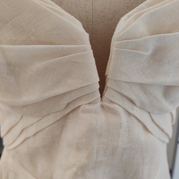 Zimmermann Drape Midi Dress In Mermaid Toile A linen midi dress featuring a fitt - Picture 5 of 12